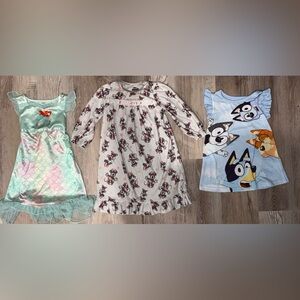 3 Disney Toddler Nightgowns Size 2T